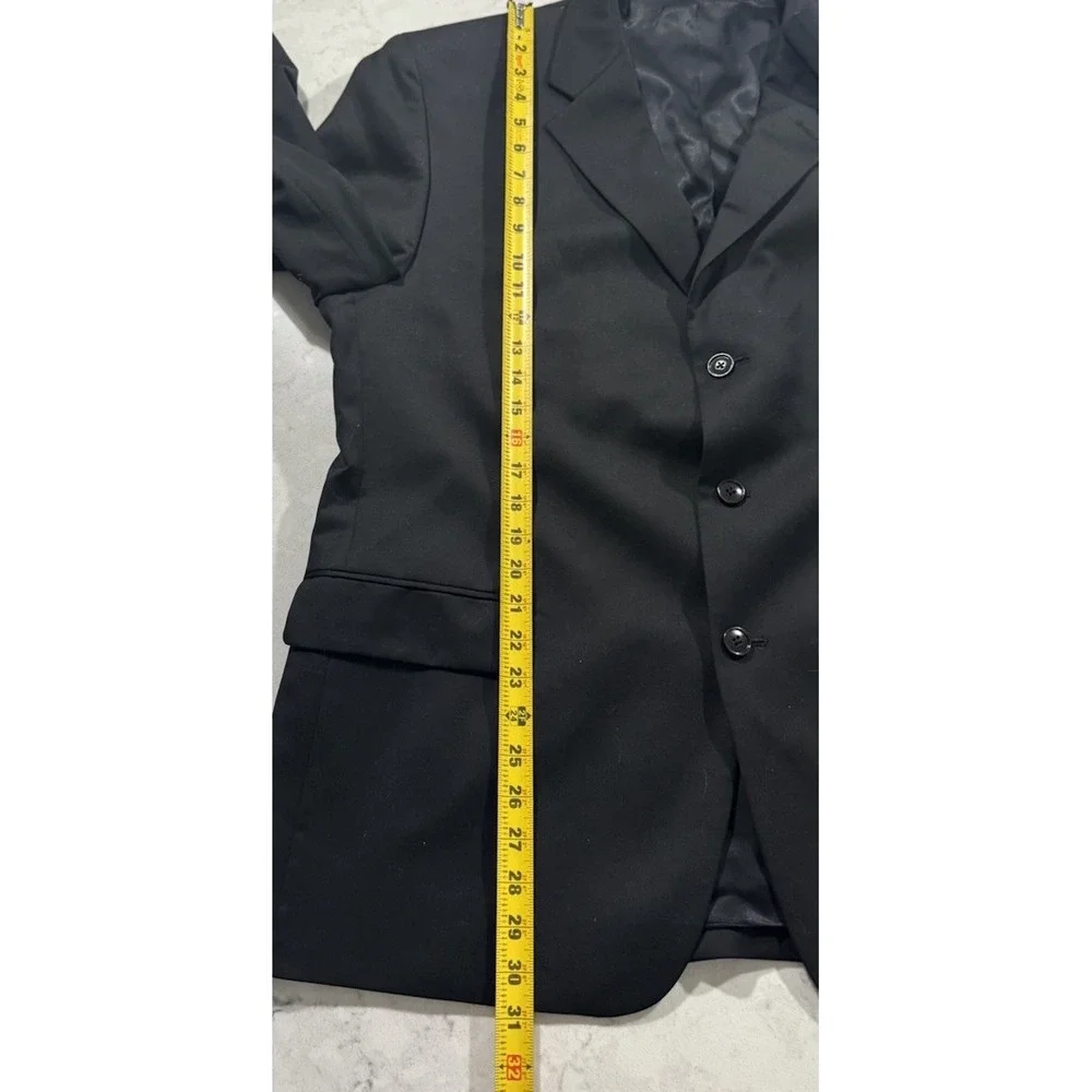 Jones New York Suit Jacket Mens 46 Short Black 100% Wool 3 Button Blazer Coat